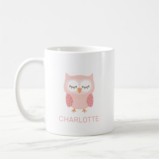 "Pink Owl", niedliche und skurrile Mädchen Kaffeetasse (Links)