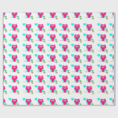 Pink Owl Patternpapier Geschenkpapier (Flach)
