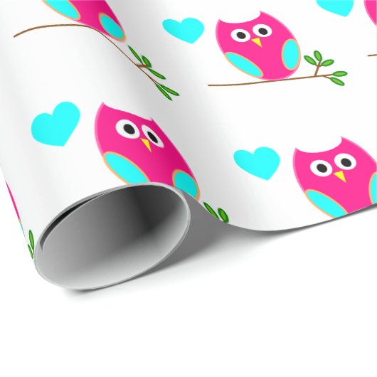 Pink Owl Patternpapier Geschenkpapier (Rolleneckpunkt)