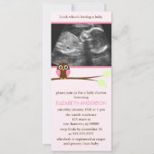 Pink Owl Sonogram Babydusche Einladung (Vorderseite)