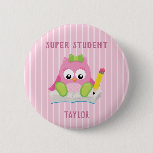 Pink Owl Super Student Button (Vorderseite)