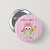 Pink Owl Super Student Button (Vorne & Hinten)