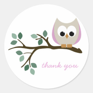 Pink Owl Vielen Dank Stickers