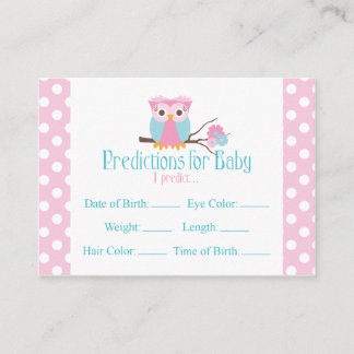 Pink Owl Vorhersagen Kinderduschkarte Groß Begleitkarte