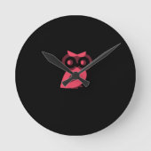 Pink Owl Wallclock Runde Wanduhr (Vorderseite)