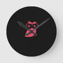 Pink Owl Wallclock