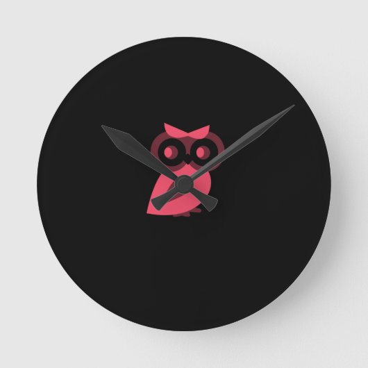 Pink Owl Wallclock Runde Wanduhr (Vorderseite)