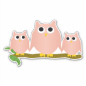 Pink Owls Design Aufkleber (Vorderseite)