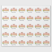 Pink Owls Design Birthday Gift Geschenkpapier (Flach)