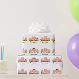 Pink Owls Design Geburtstagsgeschenk Geschenkpapier