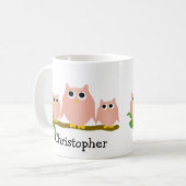 Pink Owls Design Personalised Kaffeetasse (Vorderseite Links)