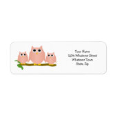 Pink Owls Design Rücksendeadresse (Vorne)