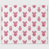 Pink Owls Geschenkpapier (Flach)