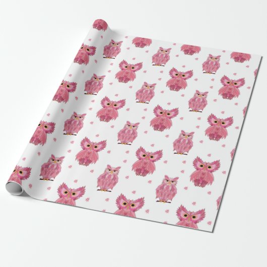 Pink Owls Geschenkpapier (Ungerollt)