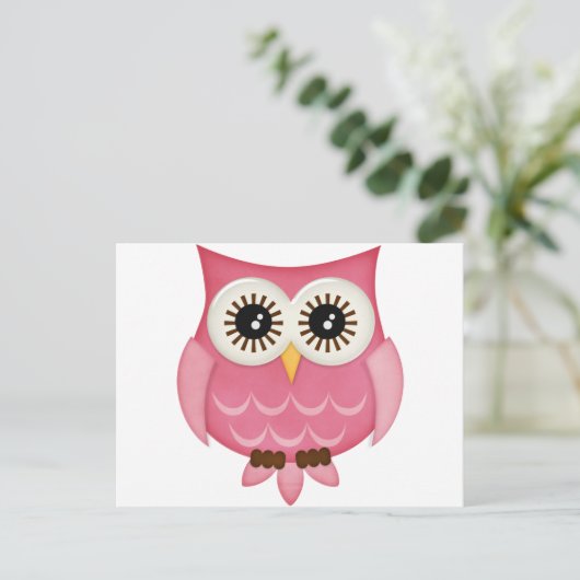 Pink Owls Postkarte (Stehend Vorderseite)