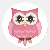Pink Owls Runder Aufkleber (Vorderseite)