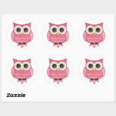 Pink Owls Runder Aufkleber (Blatt)