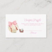 Pink Pacifier Baseball Diaper Raffle Baby Shower Begleitkarte (Vorderseite)