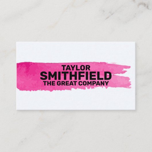 Pink Paint Brush Stroke Visitenkarte (Vorderseite)