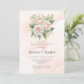 Pink Paint Peony Wedding Couples Dusche Einladung (Stehend Vorderseite)