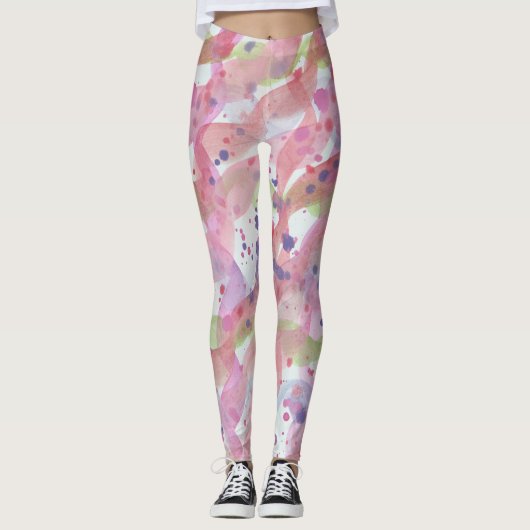 Pink Paint Splash Leggings (Vorderseite)