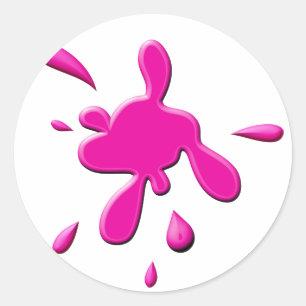 Pink Paint Splodge Runder Aufkleber