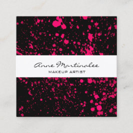 Pink Paint Spritzer auf der Black Square Business  Quadratische Visitenkarte