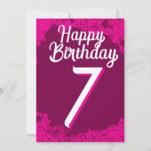 Pink Paint Spritzer Foto 7. Geburtstag Einladung (Rückseite)