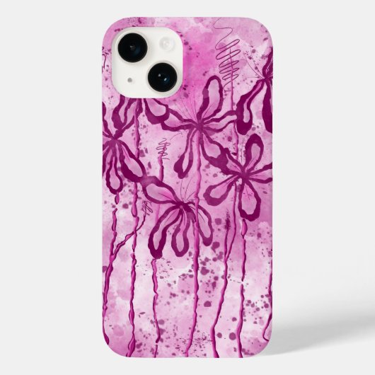 Pink Paint Spritzer & Lilies Case-Mate iPhone Hülle (Rückseite)