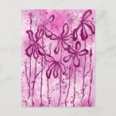 Pink Paint Spritzer & Lilies Postkarte (Vorderseite)