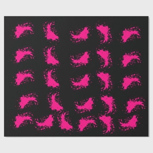 Pink Paint Spritzer Wrapping Paper Geschenkpapier (Flach)