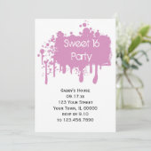 Pink Paint Sweet 16 Geburtstagsparty Einladung (Stehend Vorderseite)