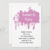 Pink Paint Sweet 16 Geburtstagsparty Einladung (Vorne/Hinten)
