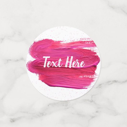 Pink Paint Text Hier abstrakt modern Konfetti (Klein Vorderseite)