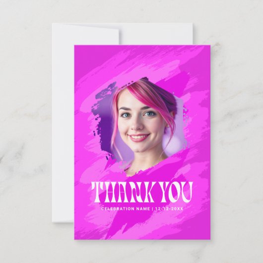 Pink Paint | Thank You Modern Photo Cards Einladung (Vorderseite)