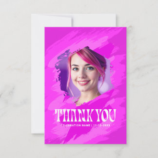 Pink Paint | Thank You Modern Photo Cards Einladung