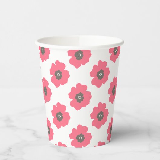 Pink Paint Whimsical Blume Paper Cup Pappbecher (Links)