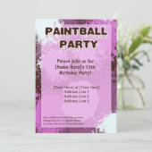 Pink Paintball Party Einladung (Stehend Vorderseite)