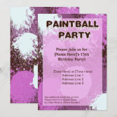 Pink Paintball Party Einladung (Vorne/Hinten)