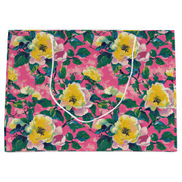 Pink Painted Chinoiserie Floral Große Geschenktüte