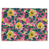 Pink Painted Chinoiserie Floral Große Geschenktüte (Rückseite)