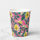 Pink Painted Chinoiserie Floral Pappbecher (Rückseite)