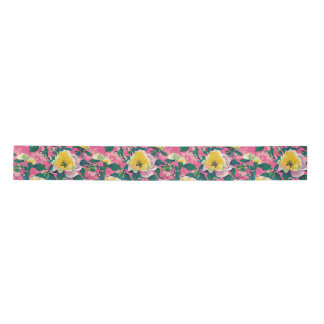 Pink Painted Chinoiserie Floral Satinband