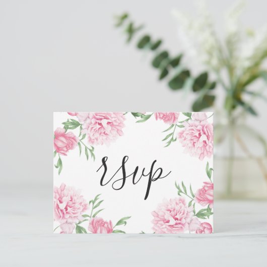 Pink Painted Floral Peony | UAWG | Einladungspostkarte (Stehend Vorderseite)