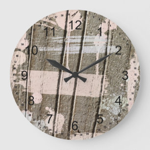 Pink Painted Imitats Wood Große Wanduhr
