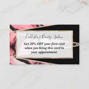 Pink Painted Marble Black Geometric Triangle Rabattkarte