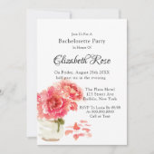 Pink Painted Peonies Junggeselinnen-Abschied Einladung (Vorderseite)
