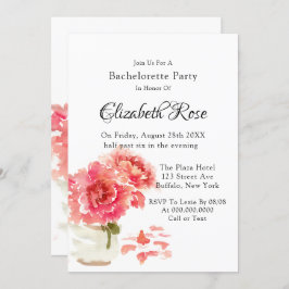 Pink Painted Peonies Junggeselinnen-Abschied Einladung