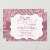 Pink Paisley Baby Girl Dusche Einladung (Vorne/Hinten)