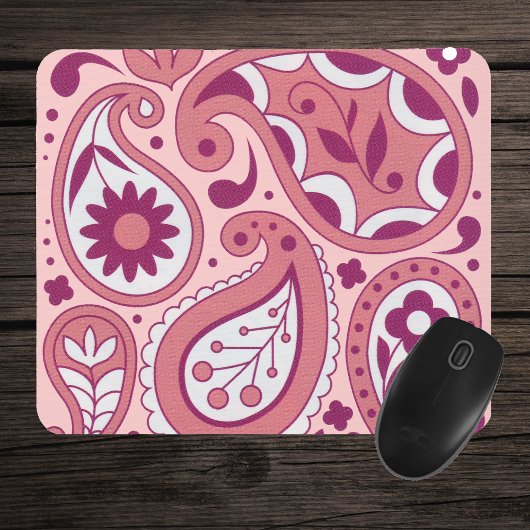 Pink Paisley Blume Mousepad